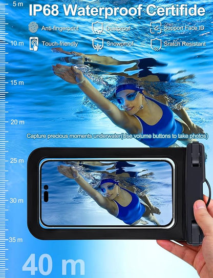 Famoby Up to 8.3" 3 Pack White Universal Waterproof Phone Pouch, Phone - Image 4
