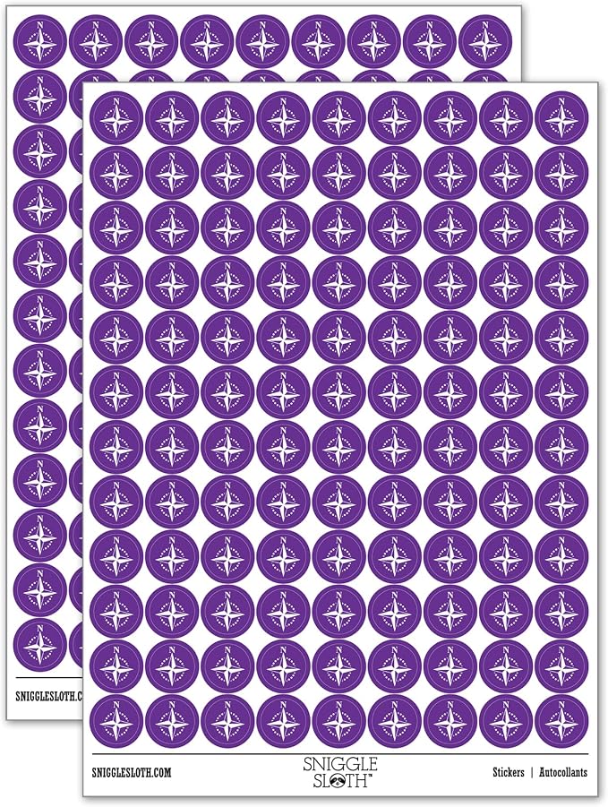 Compass Rose Nautical Star Navigation Map 200+ Round Stickers by Sniggle+Sloth