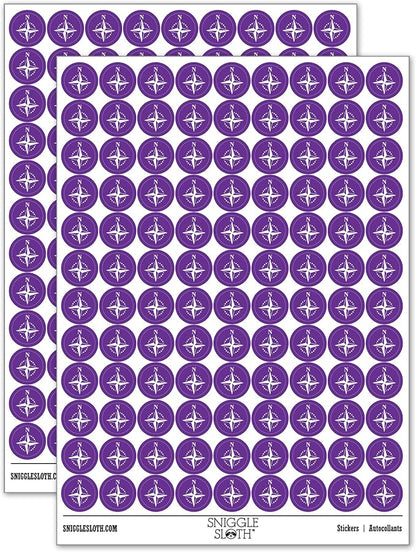 Compass Rose Nautical Star Navigation Map 200+ Round Stickers by Sniggle+Sloth