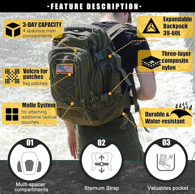 Miramrax Tactical Backpack Military Army Daypack - Image 4