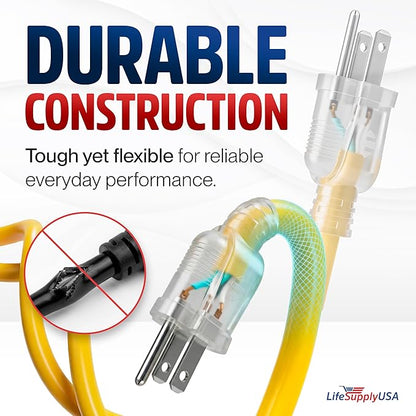 6ft Outdoor/Indoor Extension Cord 10/3 Gauge Ultra Heavy Duty 3 Prong SJTW - Image 3