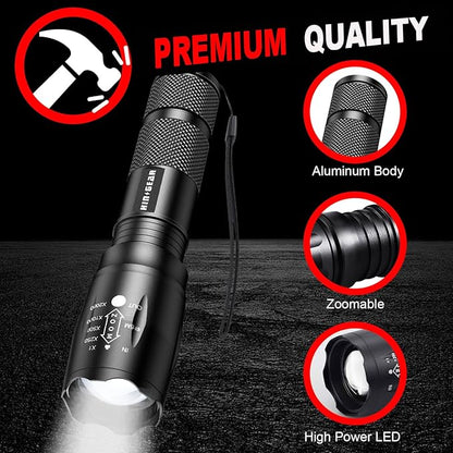 1 Mode Flashlights 2 Pack, Super Bright Zoomable LED Tactical Flashlight High - Image 5