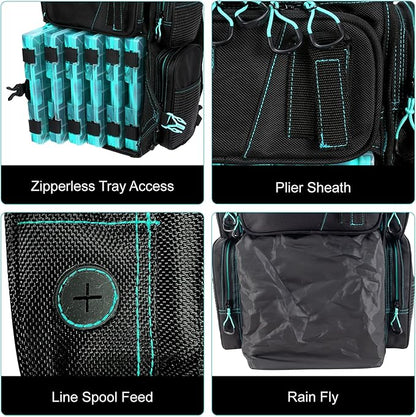 Evolution Fishing Drift Series Tackle Backpack, Outdoor Rucksack w/ 6 Fishing - Image 3