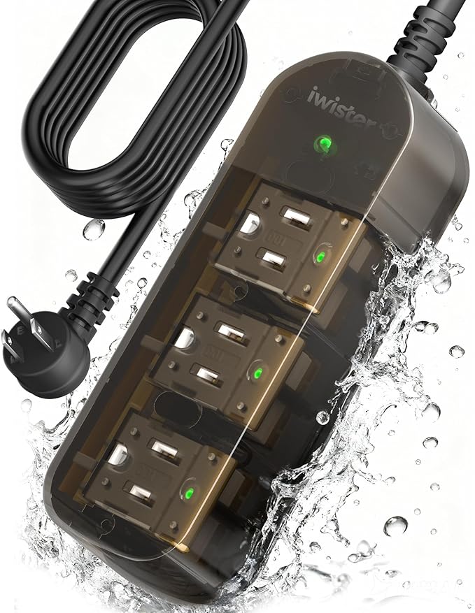 Outdoor Power Strip, 3 AC Outlets, 10 FT, 1625W/13A High-Power Single-Device Use by Iwister