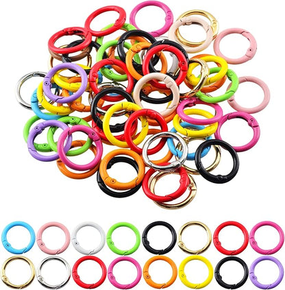 Carabiner Clip 48Pcs Metal Colored Key Ring Clip Circle Keychain Rings Bulk by KJMLDIY