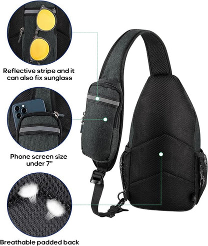 WATERFLY Crossbody Sling Backpack Sling Bag Travel Hiking Chest Bag Daypack - Image 3