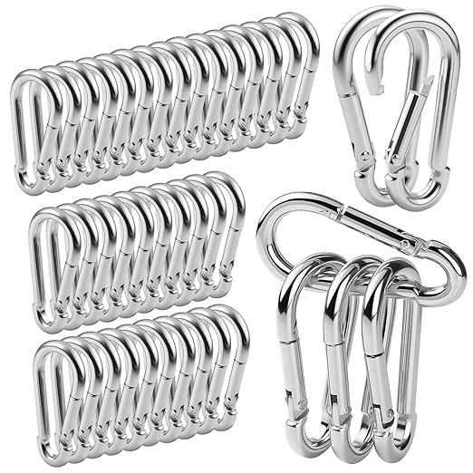60Pack M6 Spring Snap Hooks Carabiner, 1/4" Heavy Duty Carabiner Clips Chain by REDOVANT