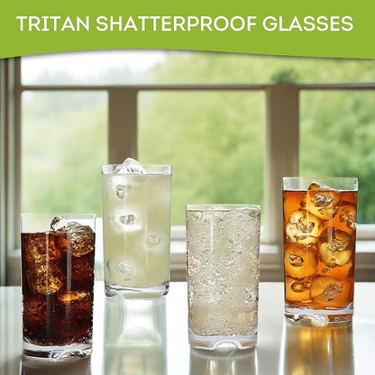 Lily's Home Unbreakable Highball Tumblers, Made of Shatterproof Tritan Plastic - Image 3