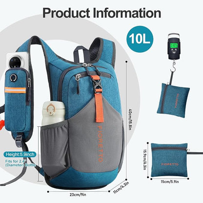 FIORETTO 10L Hiking Backpack for Women Men Mini Packable Backpack Lightweight - Image 5
