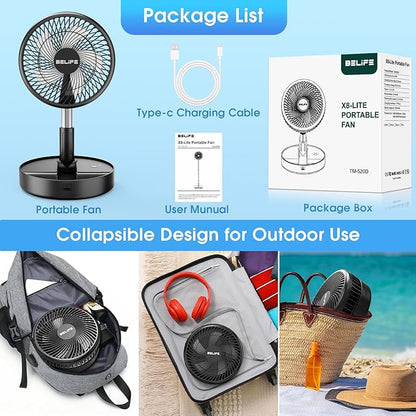 Belife X8-Lite Portable Fan, 7200mAh Battery Powered Rechargeable, USB Desk - Image 7