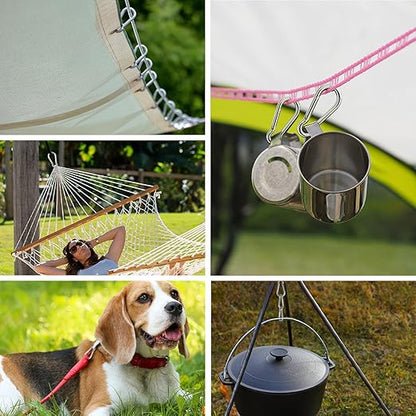 Carabiner Clip Hooks, 304 Stainless Steel Spring Snap Hook Fits Camping Hiking - Image 5