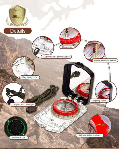 BIJIA Orienteering Map Compass -Sighting Mirror Compass - Image 2