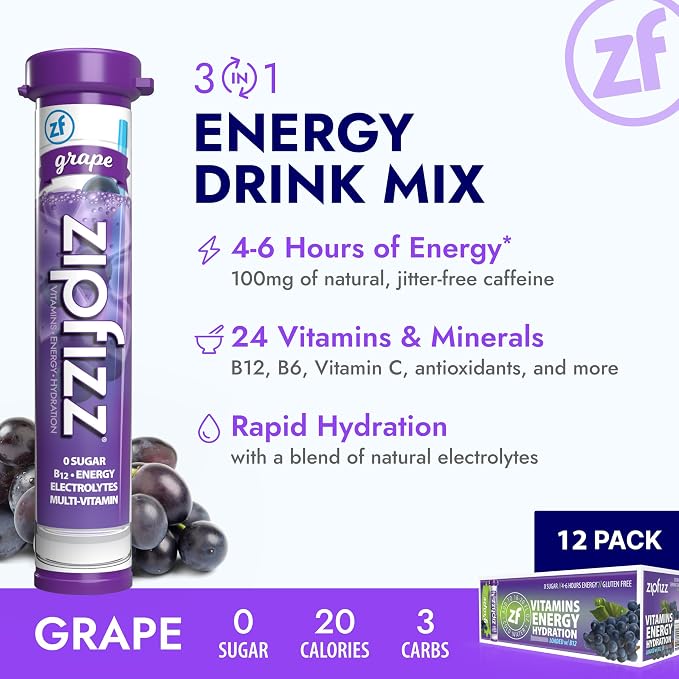 Zipfizz Daily Energy Drink Powder, 12 Pack | 3-in-1 Sustained Energy, Rapid - Image 2