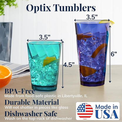 US Acrylic Optix Plastic Reusable Drinking Glasses 14oz Rocks & 20oz Water Cups - Image 2