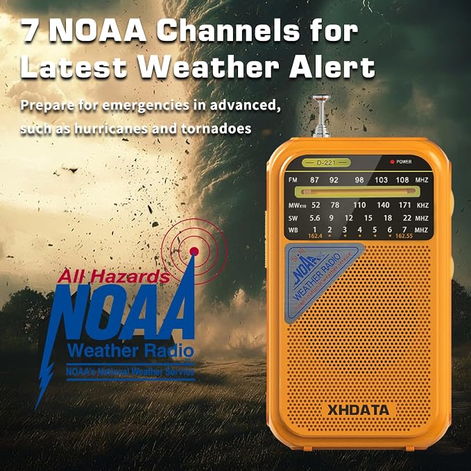 XHDATA D221 NOAA Weather Radio Portable AM FM Shortwave Radio Receiver - Image 2