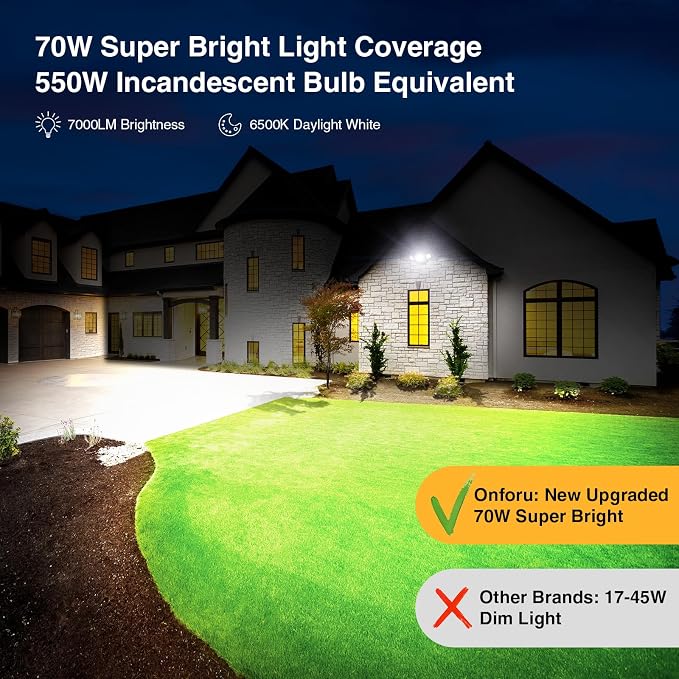 Onforu 70W Dusk to Dawn Outdoor Lighting, 7000LM Black Flood Lights Outdoor - Image 6