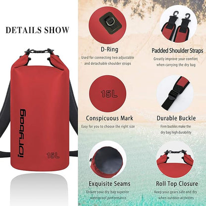 IDRYBAG Dry Bag for Kayaking Waterproof 2L/5L/10L/15L/20L, Small Dry Sack - Image 2