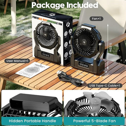 XZK Camping Fan, 20000mAh Rechargeable Battery Powered Fan - Image 6