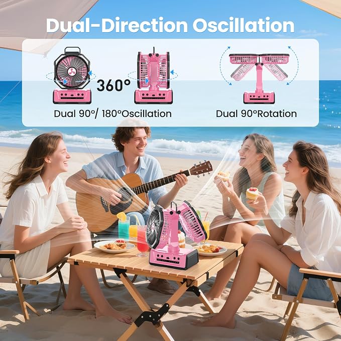 Dual Head Portable Rechargeable Fan 20000mAh Battery Powered Camping Fan - Image 5