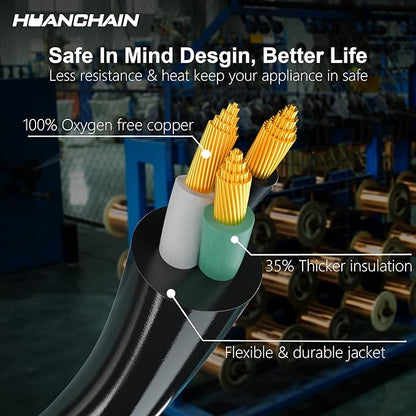 HUANCHAIN Black Outdoor Extension Cord 25 FT Waterproof, Flexible 16/3 Gauge - Image 2