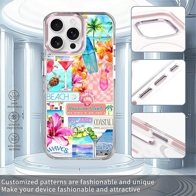 Case for iPhone 14 Pro, Coastal Beach Cover Coquette Collage Phone Case - Image 2