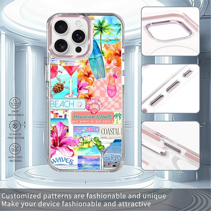 Case for iPhone 13 Pro Max, Coastal Beach Cover Coquette Collage Phone Case - Image 2