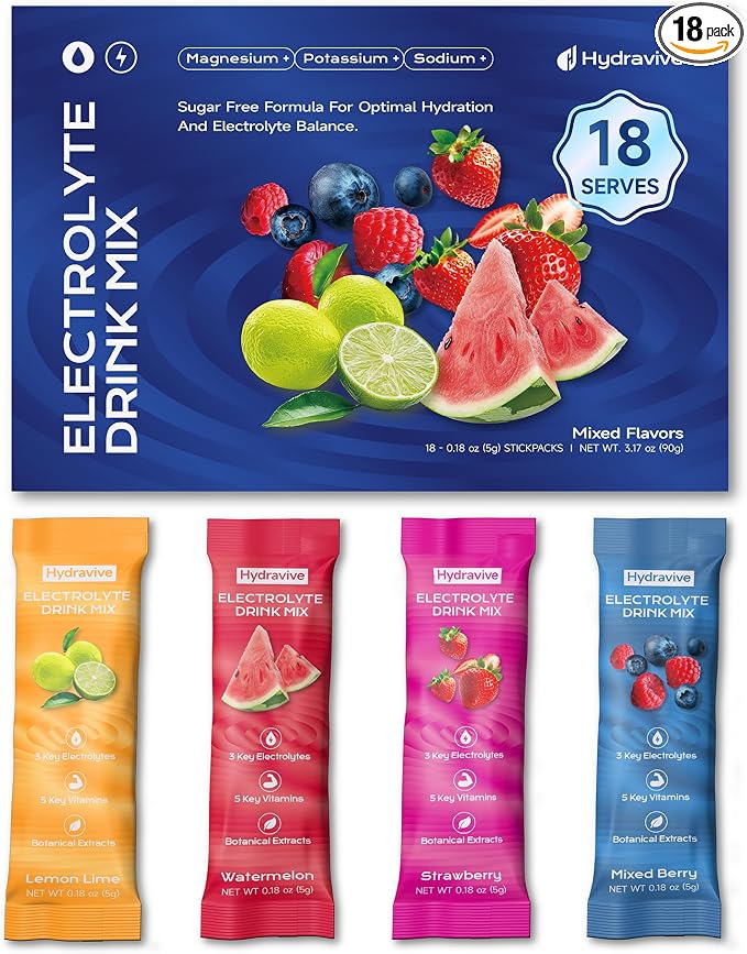 Hydration Electrolyte Powder 18 Packs – Sugar Free Liquid Daily IV Drink Mix | 1 by Hydravive