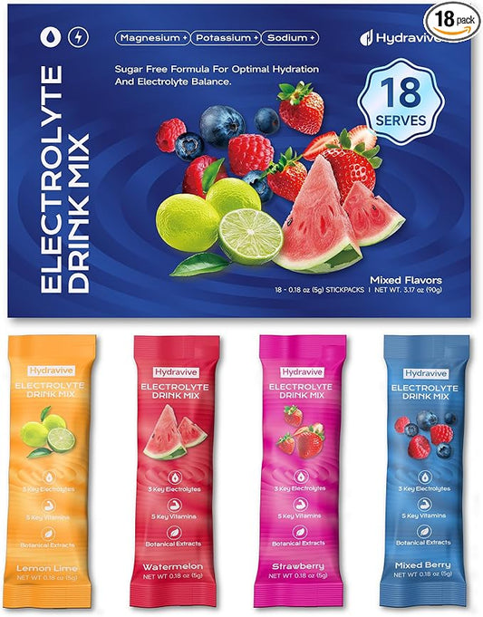 Hydration Electrolyte Powder 18 Packs – Sugar Free Liquid Daily IV Drink Mix | 1 by Hydravive