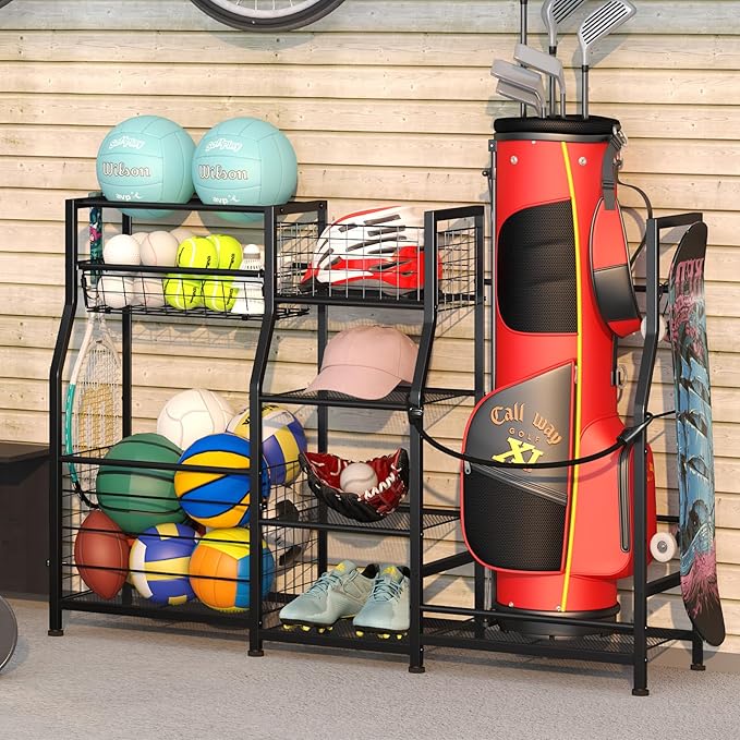 Sonyabecca Garage Sports Equipment Organizer 2 Golf Bag Stand Golf Storage - Image 3