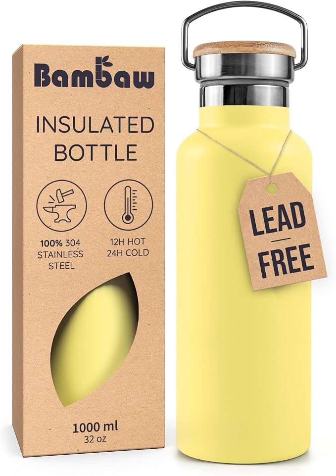 Bambaw 32 oz Stainless Steel Water Bottle, Insulated Metal Water Bottle Made of by Bambaw