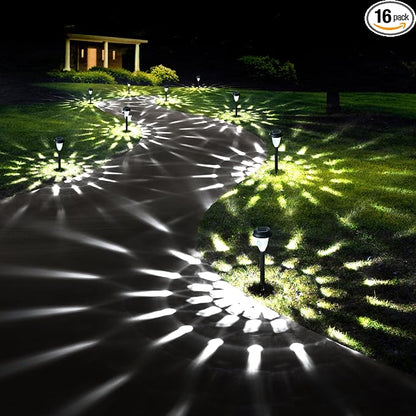 GIGALUMI 16 Pack Solar Light Outdoor Waterproof, Cool White Pathway Lights by GIGALUMI