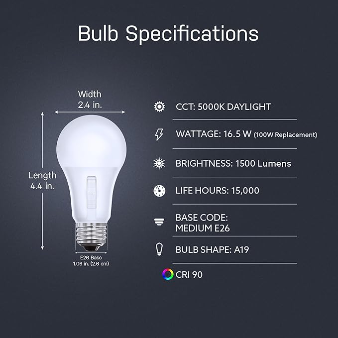 Feit Electric LED Dusk to Dawn Light Bulb, A21 100W Equivalent, Non-Dimmable - Image 3