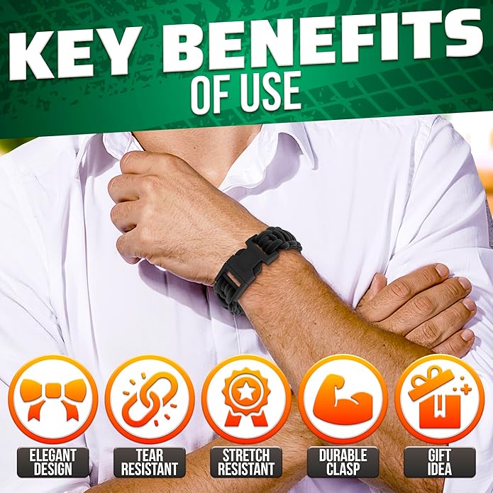 Paracord Bracelets for Men and Women – Adjustable Survival Paracord Bracelet - Image 4