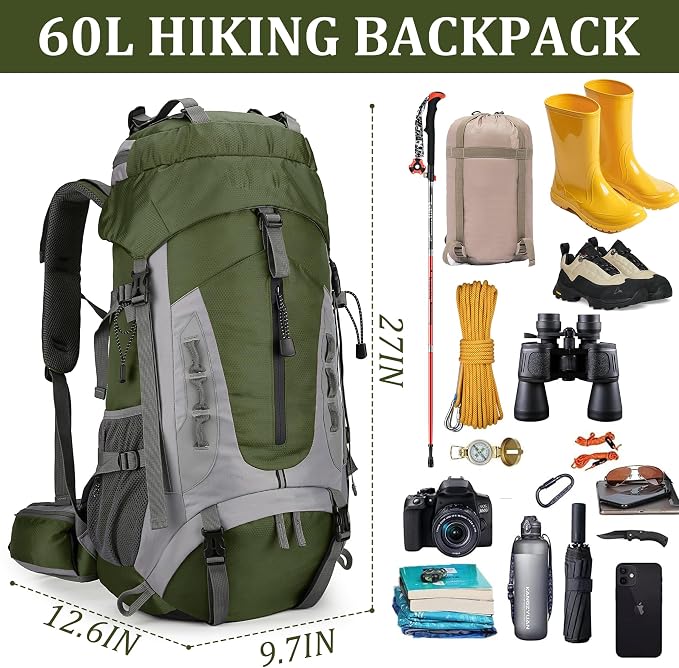 75L Hiking Backpack with Rain Cover Waterproof Camping Backpack Shoes Warehouse - Image 4