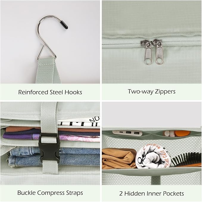 Surblue Hanging Closet Storage Bag Collapsible 3-Shelf Washable Oxford Fabric - Image 6