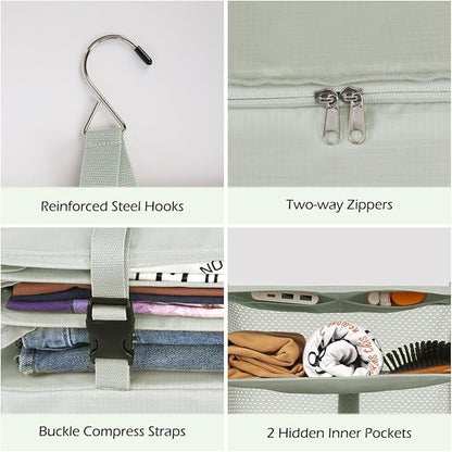 Surblue Hanging Closet Storage Bag Collapsible 3-Shelf Washable Oxford Fabric - Image 6