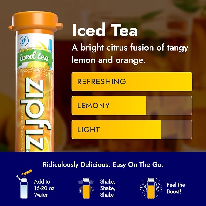 Zipfizz Daily Energy Drink Powder, Lemon Iced Tea, 20 Pack | 3-in-1 Sustained - Image 4