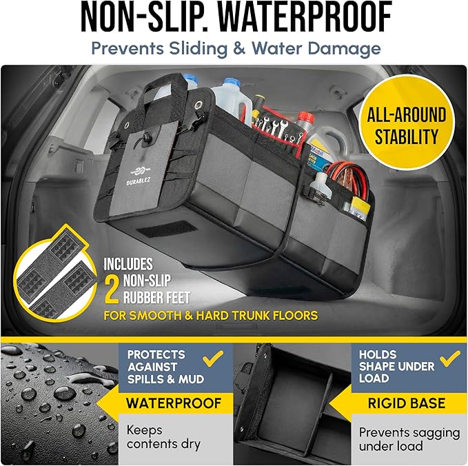 Compact Car Trunk Organizer 2-Section – Grocery, Cleaning Supplies Storage – - Image 6