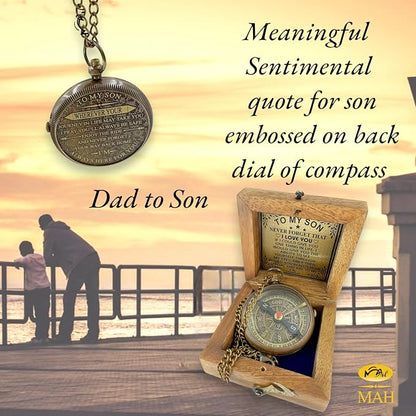 Brass Compass Gift to My Son Never Forget I Love You, Sentimental Keepsake from - Image 2