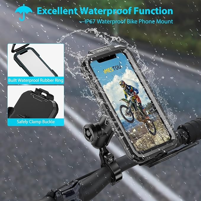 iMESTOU Anti-Theft Waterproof Motorcycle Phone Mount Bike Mobile Holder Double - Image 5