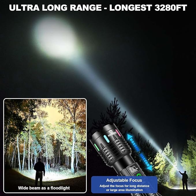 Esgreen Rechargeable Flashlights High Lumens 100000 Single 2 Modes, Super - Image 5