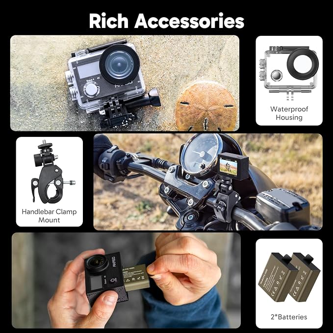 AKASO Brave 4 Action Camera 4K 30fps Ultra Hd Video 20MP Photo, WiFi Remote - Image 8