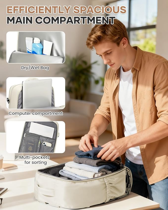 WONHOX Large Travel Backpack Carry on Flight Approved Laptop Work Business - Image 7