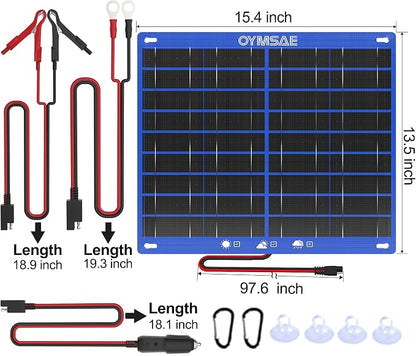 OYMSAE 30W Solar Car Battery Charger Portable 12V Trickle Battery Charger & - Image 2