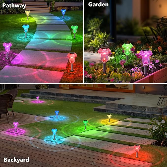 Solar Lights Outdoor, 16 Pack Mushroom Lights Outside Waterproof, Solar Powered - Image 5