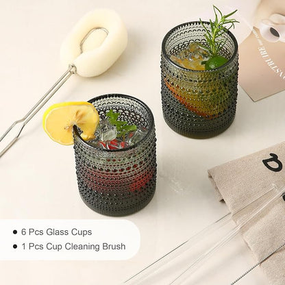 ZMOWIPDL Vintage Glassware Drinking Glasses Set of 6, 12 oz Hobnail Glass Cups - Image 5