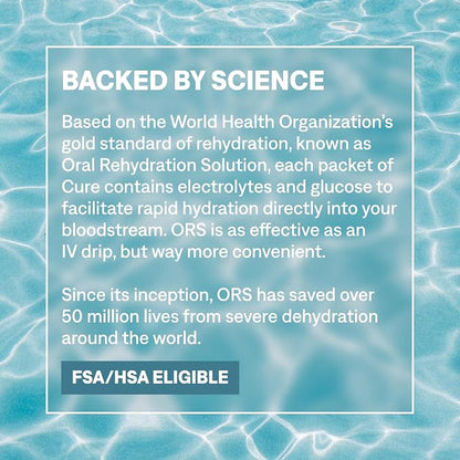 Cure Hydration | Plant-Based Electrolyte Drink Mix | No Added Sugar | FSA-HSA | - Image 7