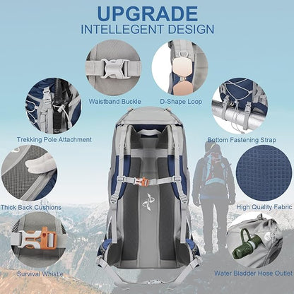 60L Hiking Backpack, Water Resistant Camping Backpack - Image 4