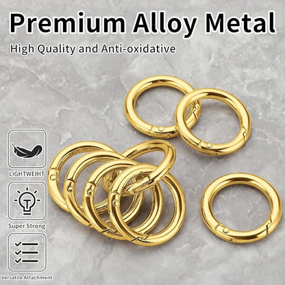 Gkeygo Key Ring Clip, 1 Inch Keychain Rings, 8 Pack Round Carabiner Clip - Image 2