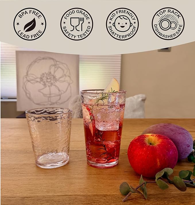 KLIFA- NICE- 14.7 & 20 ounce, Acrylic Tumbler & Highball Drinking Glasses Set - Image 3